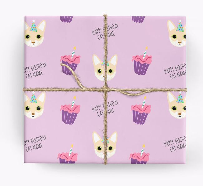 'Happy Birthday (Cupcakes)' - Personalized {breedFullName} Wrapping Paper